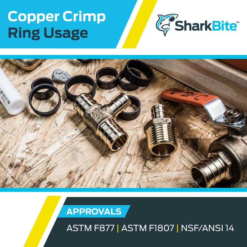 SharkBite 3/4 Inch Copper Crimp Rings, Pack of 25, PEX Pipe, PE-RT, 23103CP25 - Image 5
